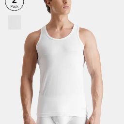 FCUK White Cotton Solid Sleeveless Vests Pack of 2-image-25