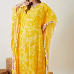 The Kaftan Company Yellow Printed Kaftan-image-58