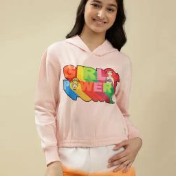 Lil Tomatoes Girls Pink Regular Fit Printed Hoodie-picture-21