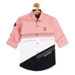 Cavio Kids Pink & White Cotton Color Block Full Sleeves Shirt-image-71