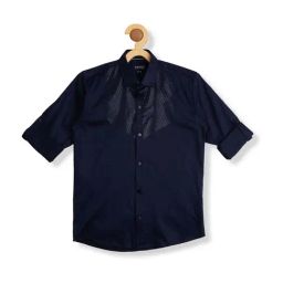 Cavio Boys Navy Cotton Sequence Shirt-3