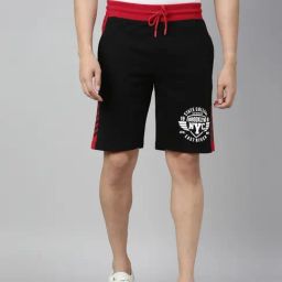3Pin Black Cotton Regular Fit Color Block Shorts-picture-31