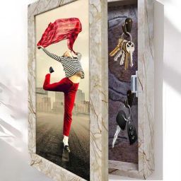 Art Street White Photo Frame Design Wooden Key Organizer-64