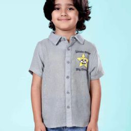Kiddopanti Boys Sage Green Cotton Printed Regular Fit Shirt-image-81