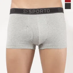 Sporto by Macho Pack Of 3 Combed Cotton Trunks Sprto_M1022-G(1)-Olv(1)-R(1)-S-picture-5