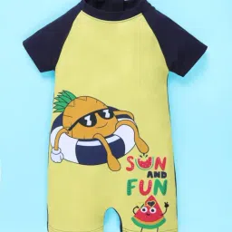 Kiddopanti Boys Navy & Yellow Printed Swimsuit-picture-37