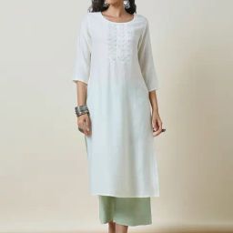 Soch Off White Embroidered Straight Kurta-image-23