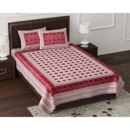JaipurFabric Pink Pure Cotton 180 TC Lantana Single Bedsheet with 2 Pillow Covers-image-58