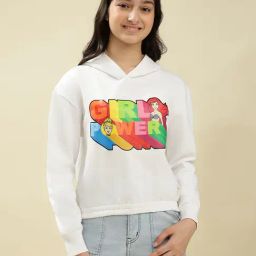 Lil Tomatoes Girls White Regular Fit Printed Hoodie-picture-43