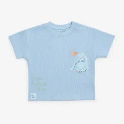 HOP Baby by Westside Light Blue Waffle-Textured Cotton T-Shirt-image-23