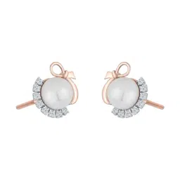 P.N.Gadgil Jewellers Snow Pearl 18kt Yellow Gold & Diamond Stud Earring For Woman-image-52