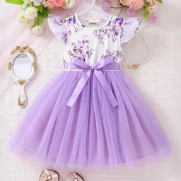 INCLUD Women Floral Print Flutter Sleeve Fit & Flare Dress-image-20