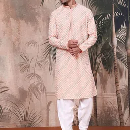 Sangria Men Bandhani Printed Sequins Cotton Straight Kurta-picture-1