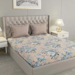 Raymond Home Celebrate Beige 120 TC Cotton Queen Bedsheet with 2 Pillow Covers-image-84