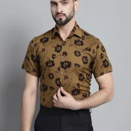 Jainish Mustard Regular Fit Printed Shirt-image-41