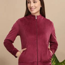 Sweet Dreams Red Regular Fit Solid Sweatshirt-2