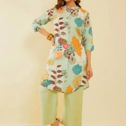 Soch Green Floral Print A Line Kurti-image-17