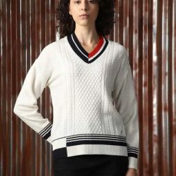 High Star White Self Design Sweater-picture-17