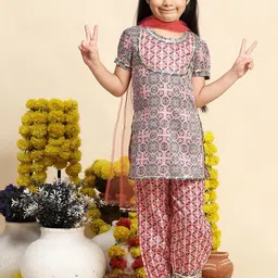 Cutiekins Boys Ethnic Motifs Printed Regular Kurta with Salwar & With Dupatta image 5