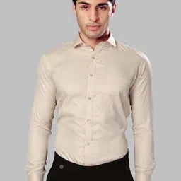 UR ETHICS Men Cream Self Design Slim Fit Premium Semiformal Shirts-picture-46