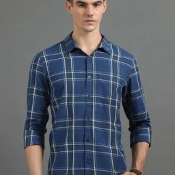 Bushirt Ocean Blue Regular Fit Checks Shirt-image-22
