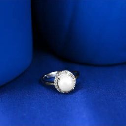 Clara 925 Silver Platinum Plated Swiss Zircon Izetta Real Pearl Adjustable Finger Ring for Women-image-86