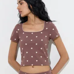 Superstar by Westside Dark Brown Printed Cotton-Blend Top-image-89