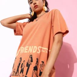 Dillinger Caramel Brown Cotton Graphic Print Oversized T-Shirt-image-76