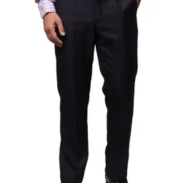 Park Avenue Black Regular Fit Flat Front Trousers-image-18