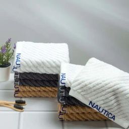 Nautica Cross View White, Steel Grey & Wheat Cotton 600 GSM Fluffy Zero Twist Face Towel - Set of 12-38