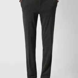 V Dot Warm Grey Skinny Fit Checks Trousers-image-33