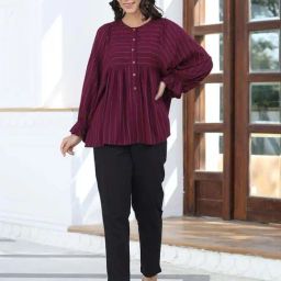 Jaipur Kurti Maroon Striped Tunic-picture-25