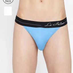 La Intimo Blue & White Comfort Fit Briefs - Pack Of 2-image-79