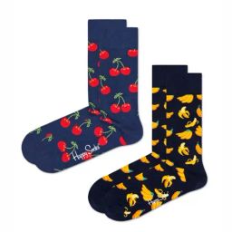 Happy Socks Classic Cherry Black & Yellow Cotton Printed Socks (36-40)-33