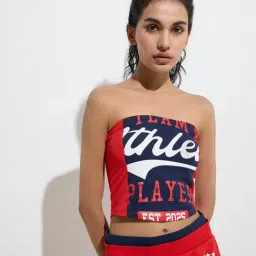 Studiofit by Westside Red Text Printed Cotton-Blend Tub Top-picture-25