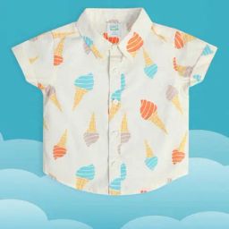MINIKLUB White Baby Boys Short Sleeve Shirt-image-80