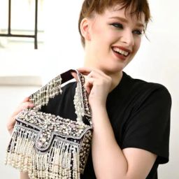 Odette Violet Embellished Clutch-10