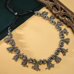 Fida Jhumka Drop Silver Necklace-image-41