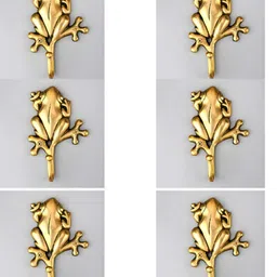 IndianShelf Gold-Toned & Black 6 Pieces Frog Brass Wall Hook-2