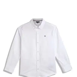 Tommy Hilfiger White Solid Cotton Boys Shirt-image-88