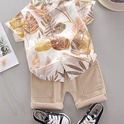 YK Boys Printed Shirt With Shorts Clothing Set-33