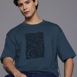 Allen Solly Graphic Velvet Finish Print Drop-Shoulder Sleeves Relaxed Fit T-shirt-image-33