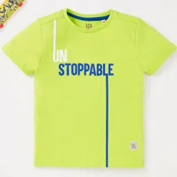 Ed-a-Mamma Kids Light Green Printed T-Shirt-image-91