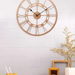 CHRONIKLE Round Copper Rose Gold Iron Wall Clock-picture-40