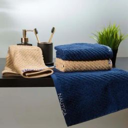 Nautica Cross View Navy & Wheat Cotton 600 GSM Fluffy Zero Twist Hand Towel - Set of 4-image-94