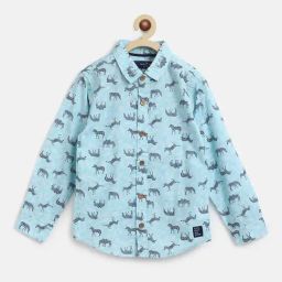 Tales & Stories Kids Sky Blue Printed Full Sleeves Shirt-image-45