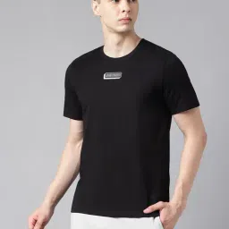 ALCIS Black Printed Soft-Touch Regular Fit Athleisure T-Shirt-picture-4