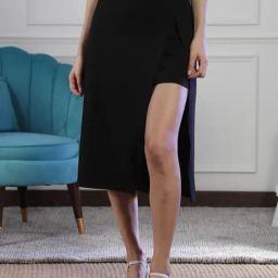 NEUDIS Black Pencil Midi Skirt-image-82
