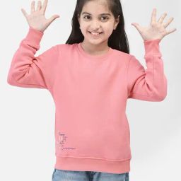 Crimsoune Club Kids Pink Solid Full Sleeves Sweatshirt-image-5