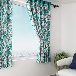 SWAYAM Off-White & Green Single Printed Room Darkening Window Curtain-picture-23